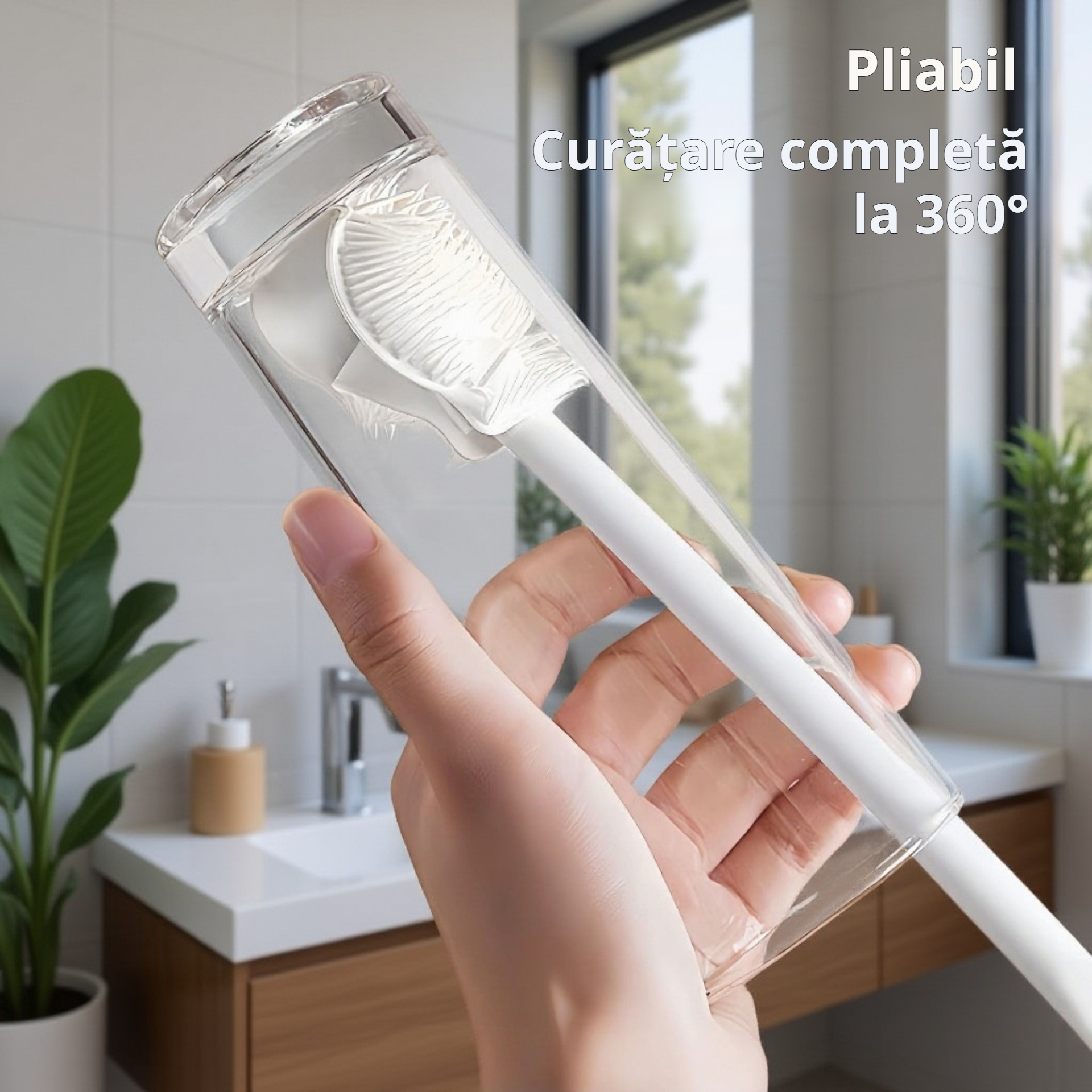 Perie de curățare pliabilă din silicon, cu peri moi și mâner lung, multifuncțională