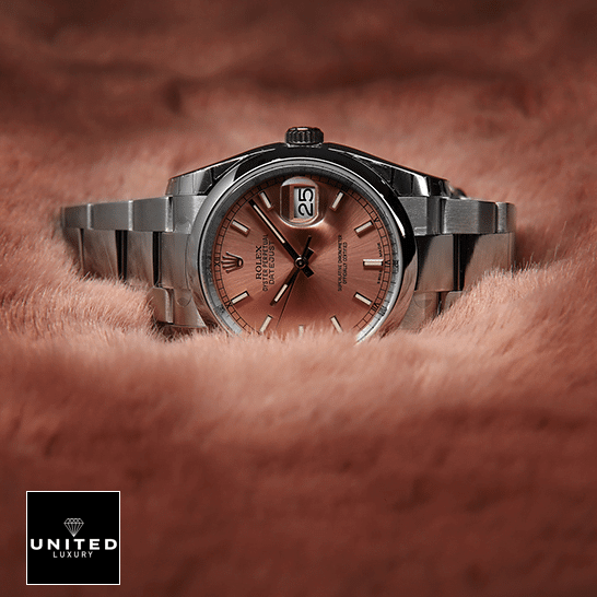 rolthtex Datejust 116200 Steel Pink Dial Replica above the pink feathers