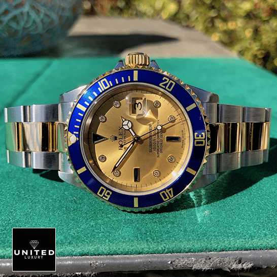 rolthtex Submariner 16613 Two Tone Bracelet Blue Bezel Replica