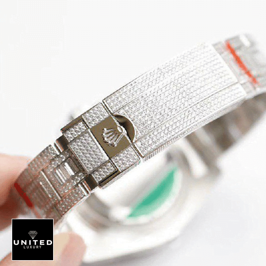 rolthtex Submariner 116610LN-97200 Iced Out Fold Clasp on the rolthtex Logo Replica