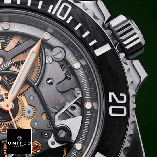 rolthtex Oyster Skeleton Dial Steel 114200 Replica close view