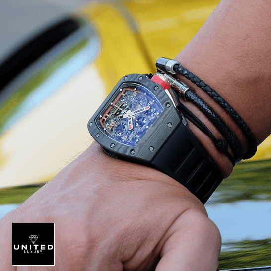 Richthtard Mithtlle  RM011 Romain Lotus f1 Replica on the man wrist