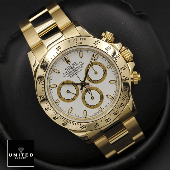 rolthtex Cosmograph Daytona 116528 Exact Replica 1:1 rolthtex Daytona Cosmograph 116528 Yellow Gold White Dial Oyster Replica