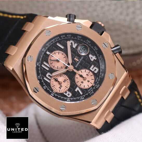 Audthtemars Pigthtuet Royal Oak Offshore 26401RO.OO.A002CA.01 "Rose Gold" Ultra Realistic Clone ap leather strap gold ap-leather-strap-gold-luxury
