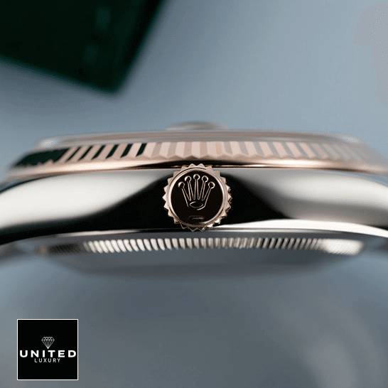 rolthtex Datejust Sundust 126331-0010 Replica Rose Gold Fluted Bezel & Crown Pusher