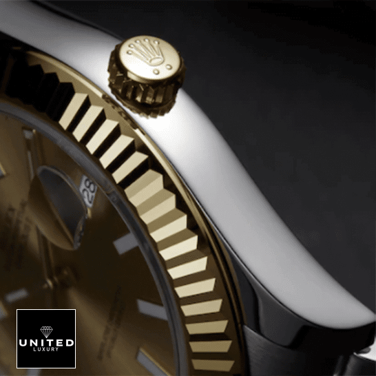 rolthtex Datejust 126333 Yellow Gold Fluted Bezel & Crown Pusher Replica