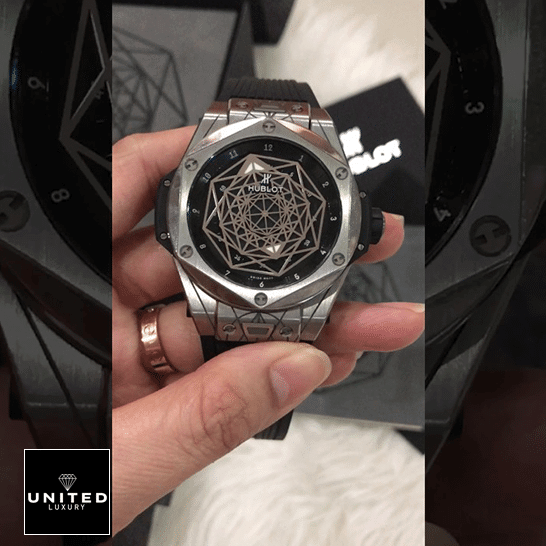 hubthtlot Big Bang Sang Bleu 415.NX_.1112.VR Black Rubber Bracelet Replica