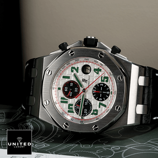 Audthtemars Pigthtuet Royal Oak Offshore 26170ST.OO.D101CR.02 "Panda" Superior Replica audemarspiguet royaloakoffshore 26170ST.OO .D101CR.02 replica luminance Audthtemars Pigthtuet Royal Oak 26170ST.OO_.D101CR.02 White Dial Replica side view