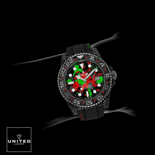 rolthtex GMT-Master II Motley Stainless Steel Black Bezel Replica on the wrist