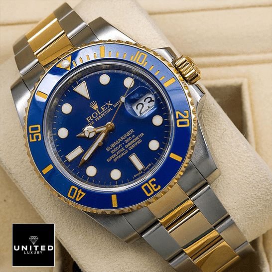 rolthtex Submariner Date Two Tone Oyster Bracelet Blue Dial 16613 Replica