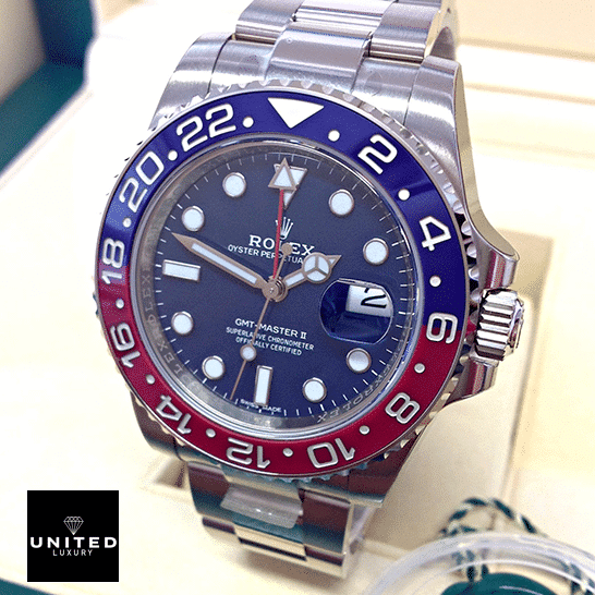 rolthtex GMT-Master II 116719BLRO "Pepsi" Authentic Replica Edition rolthtex gmt master II blue dial amp redblue 116719BLRO man dial 1 rolthtex GMT-Master II 116719BLRO Oyster Replica Silver Crown Pusher
