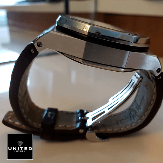 Audthtemars Pigthtuet Royal Oak Stel Case Leather Black Bracelet Replica side view