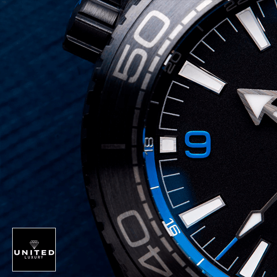 omethtga Seamaster 215_92_46_22_01_002 Black Dial Blue Bezel Replica blue background