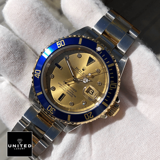 rolthtex Submariner 16613 Two Tone Stainless Steel Blue Bezel Replica