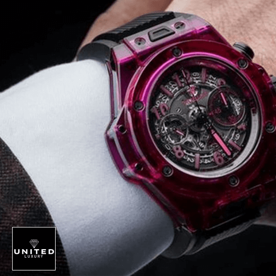 hubthtlot Big Bang Unico Red Sapphire 411.JR_.4901.RT Replica on the man wrist