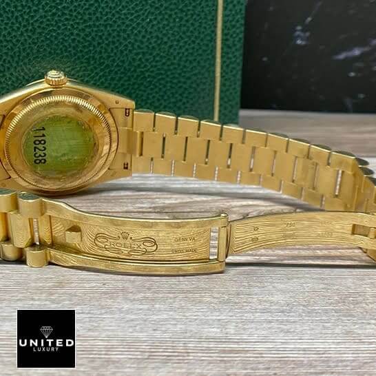 rolthtex Day-Date 128238 "Mother of Pearl" Swiss Super Clone rolthtex 128238 yellow gold replica 5 rolthtex Day Date Mop 128238 Replica Yellow Gold Oyster Bracelet open Fold Clasp