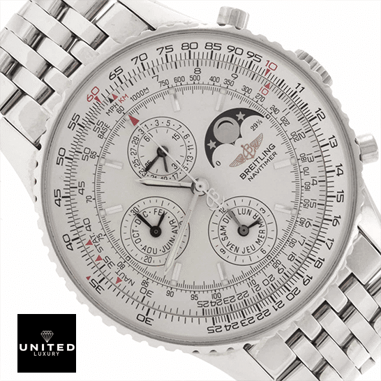 brethtitling Navitimer White Dial Replica close analog view
