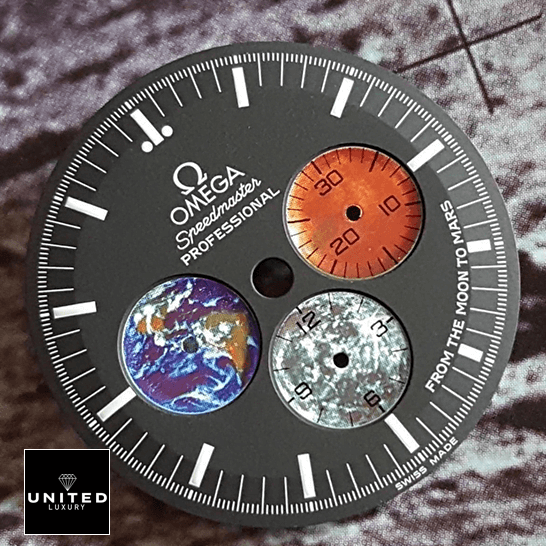 omethtga Speedmaster From The Moon Mars Dial Replica dial close view