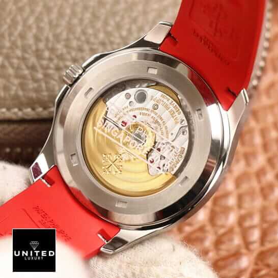 Pathttek Philithtppe Red Rubber Bracelet Steel Case Replica upside view