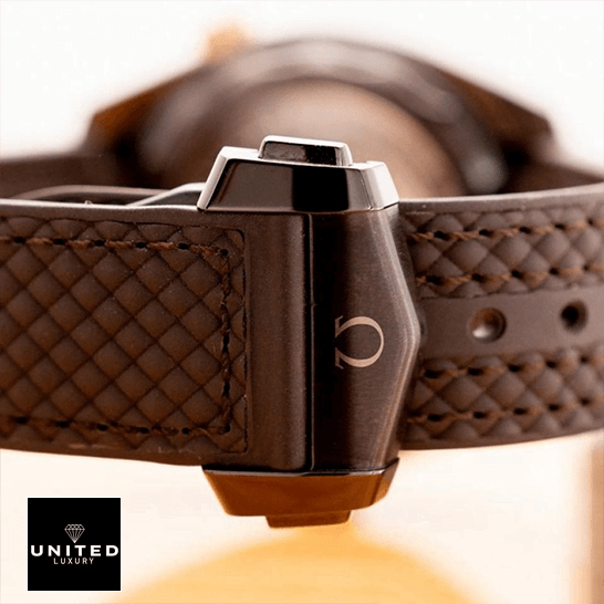 omethtga Seamaster Leather Brown Bracelet Replica stainless steel closed clasp