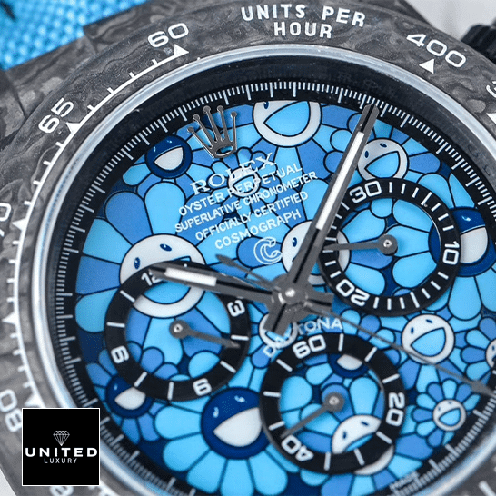 rolthtex Daytona Cosmograph Blue Sun Flower Pattern Dial & Black Bezel Replica