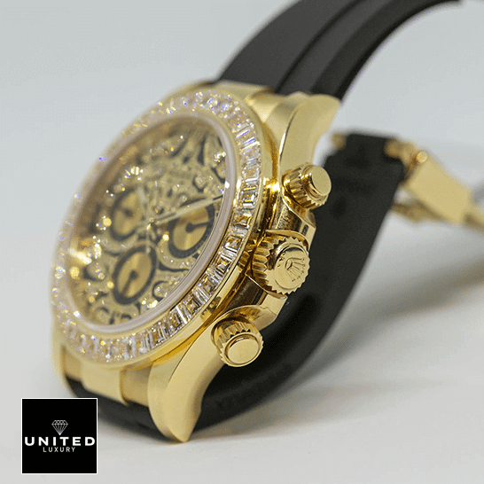 rolthtex Daytona Eye of the Tiger 116508-0004 Replica Yellow Gold button & crown pusher