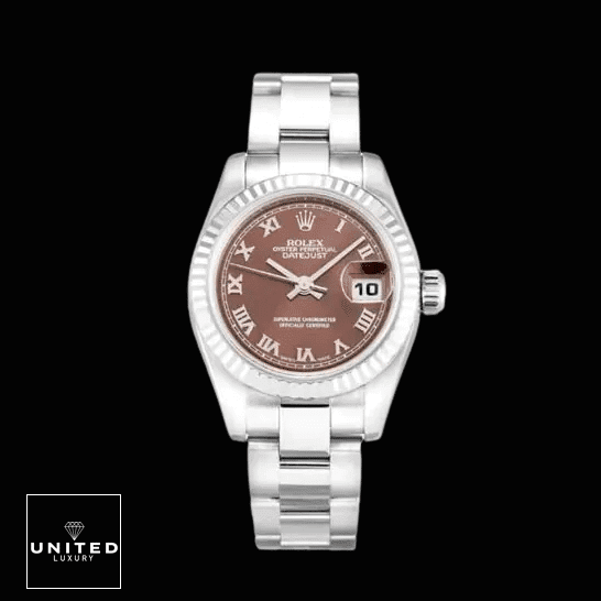 rolthtex Datejust 179179 Bronze Dial Oyster Replica Black Backgorund