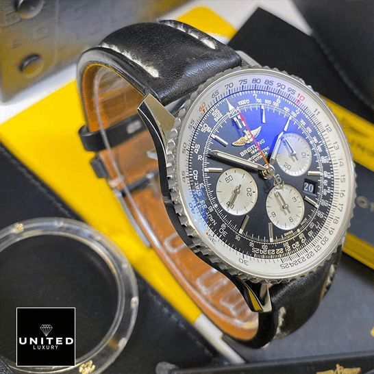 brethtitling Navitimer Black Chronograph Black Dial Replica on the stand