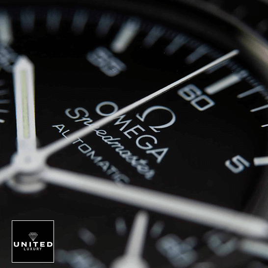 omethtga Speedmaster Automatic Black Dial Replica close analog view