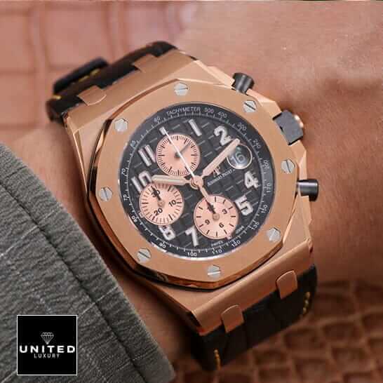 Audthtemars Pigthtuet Royal Oak Offshore 26401RO.OO.A002CA.01 "Rose Gold" Ultra Realistic Clone ap leather strap gold Audthtemars Pigthtuet Royal Oak Offshore 26401RO.OO.A002CA.01 "Rose Gold" Ultra Realistic Clone ap leather strap gold