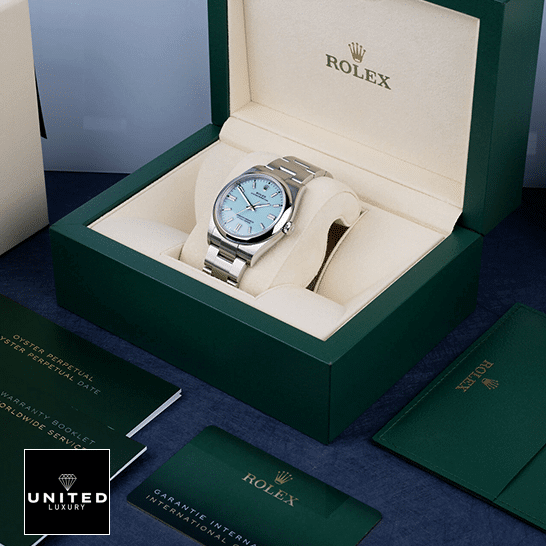 rolthtex Oyster Perpetual 126000 "Turquoise Blue Dial" First-Class Replica rolthtex Perpetual 126000 Turquoise Dial Oyster Replica in the Green rolthtex box