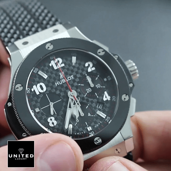 hubthtlot Big Bang Steel Dial Bracelet Black Replica red second hand