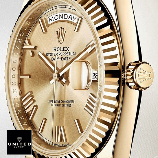 rolthtex Day-Date II 228238-0007 KW Yellow Gold Champagne Dial Replica