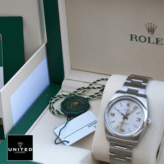 rolthtex Air King114200 Stainless Steel White Dial Replica in the rolthtex box