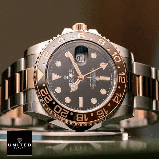 rolthtex GMT-Master II Black Dial Ceramic Indices 126711CHNR-0002 Replica on the table