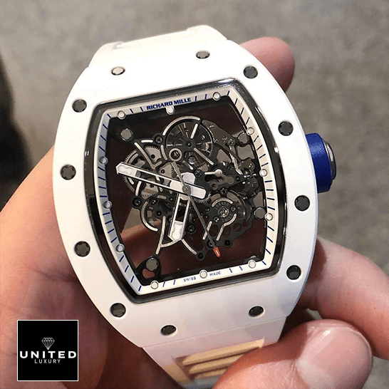 Richthtard Mithtlle  RM55 White Ceramic White Dial Replia on the hand
