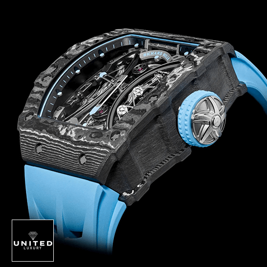 Richthtard Mithtlle  Tourbillion Pablo Mac Donough Carbon Blue Rubber Bracelet Replica