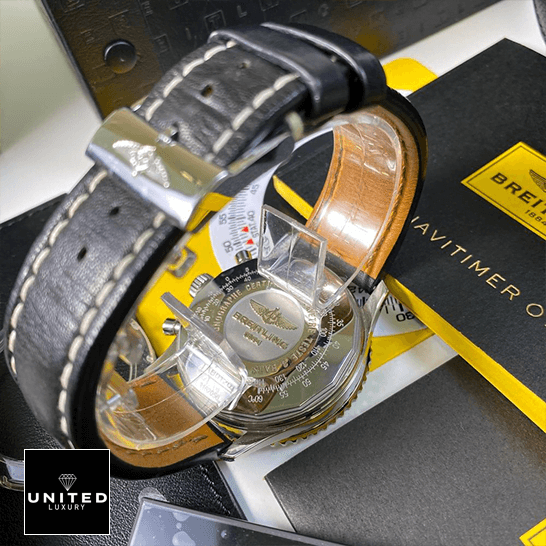 brethtitling Navitimer Black Leather Bracelet Replica upside view