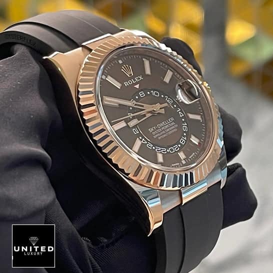 rolthtex Sky-Dweller Chocolate 326235 Fluted Bezel Replica