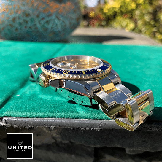 rolthtex Submariner 16613 Two Tone Bracelet Stainless Steel Gold Crown Pusher Replica