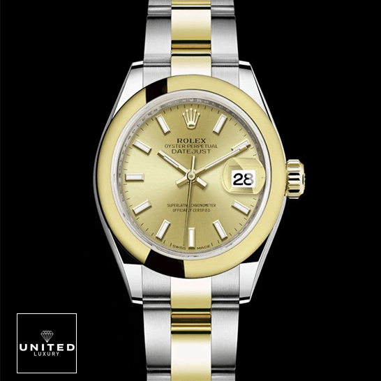 rolthtex Datejust 279163 Steel Yellow Gold Dial Replica black background