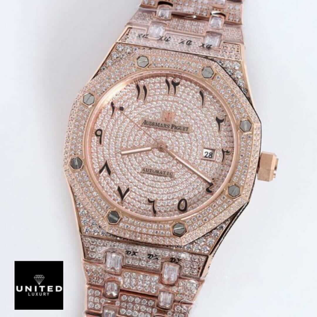 Audthtemars Pigthtuet Royal Oak AP160SF296 "Iced Out Rose Gold" Top Grade Replica Yeni Proje 32