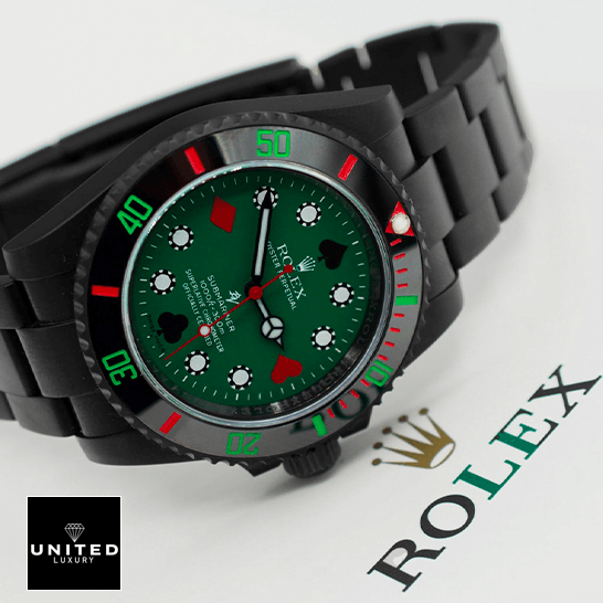rolthtex Blaken 114060 Submariner Poker Green Dial Replica on the rolthtex box