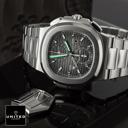 pathttek Philithtppe Geneve Black Dial Steel Case Replica dial phosphor