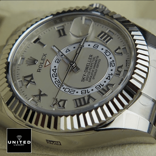 rolthtex Sky-Dweller White Dial 326939 Silver Fluted Bezel Replica