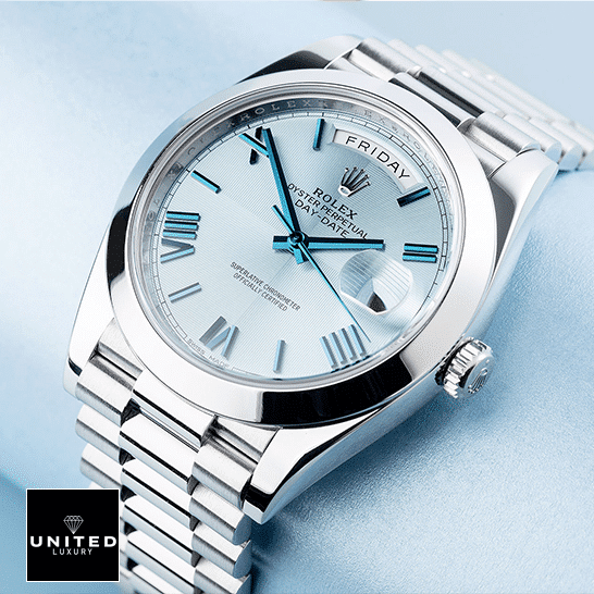 rolthtex Day-Date 228206-0002 "Oyster Bracelet" Authentic Copy 1:1 rolthtex day dat e228206 stainless steel blue diagonal dial oyster man dial