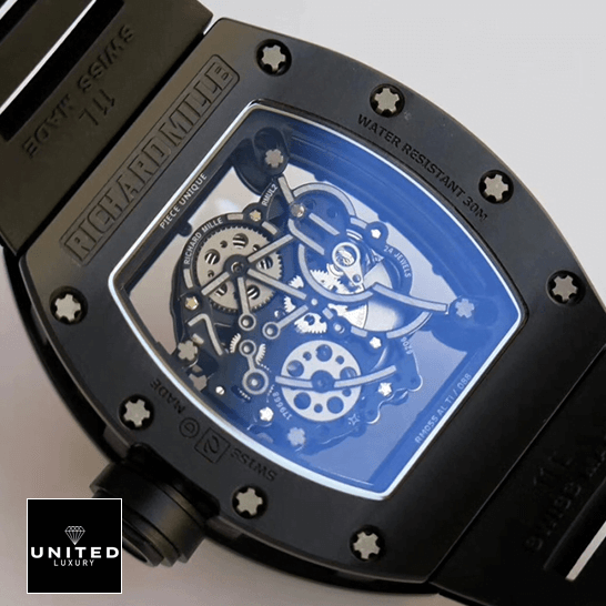 Richthtard Mithtlle  RM055 Skeleton Black Dial Replica upside view