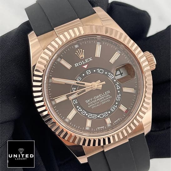rolthtex Sky-Dweller Chocolate Dial 326235 Fluted Bezel Replica