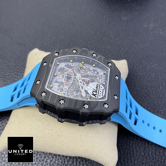Richthtard Mithtlle  RM01103 Black Bezel Blue Bracelet Replica on the hand