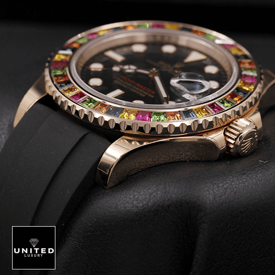 rolthtex Perpetual Yacht-Master Gem-Set Bezel 116695 SATS Handcrafted Clone Quality rolthtex perpetual yacht master with gem set bezel 116695 replica man left rolthtex Perpetual Yatch Master Gem Set 116695 Replica black background